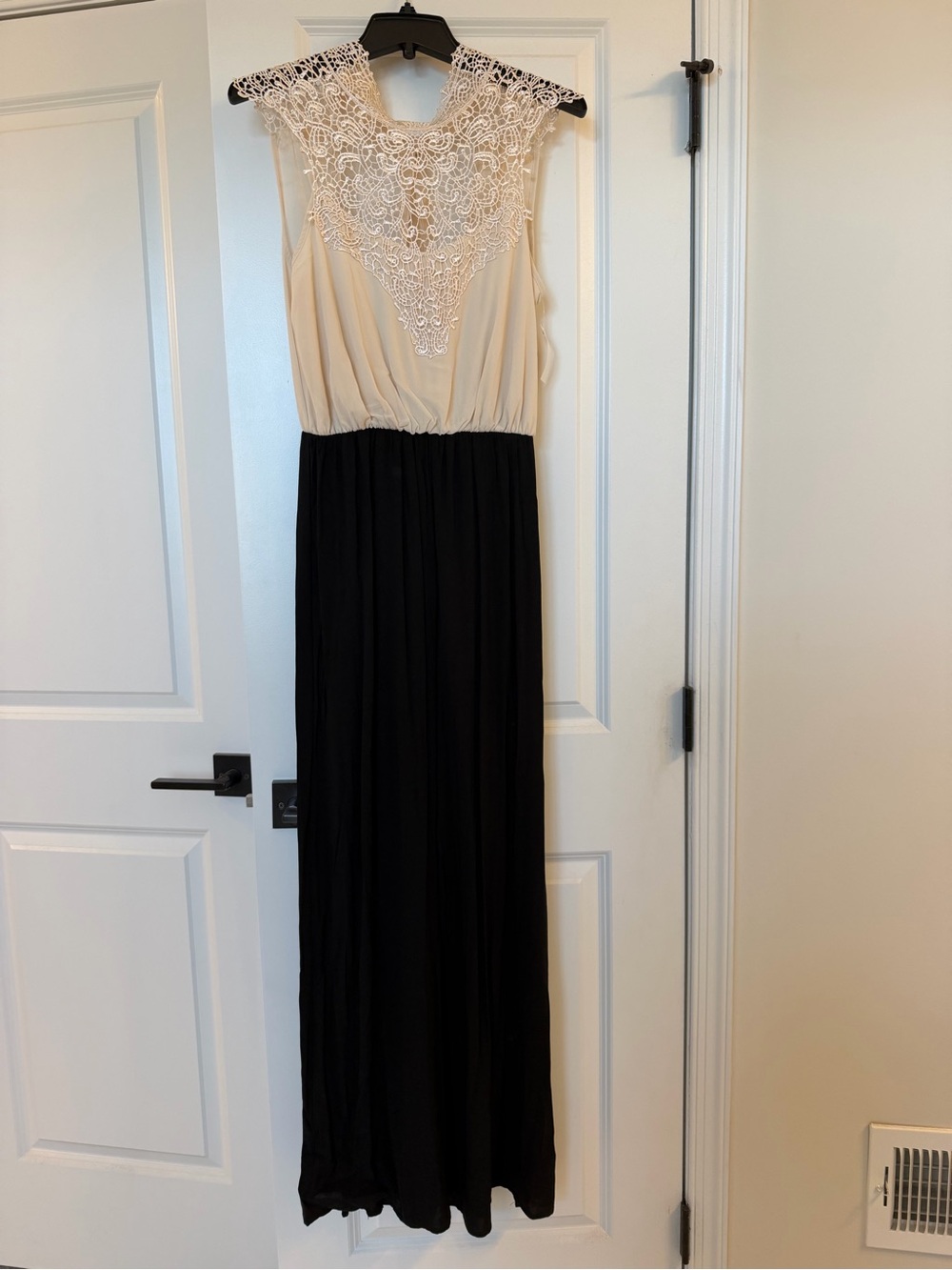 Sleeveless Lace-Yoke Wide Leg Jumpsuit